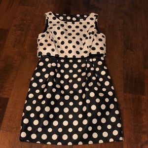 Cream and black polkadotted satin dress